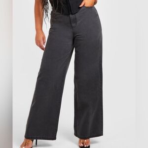 Plus Black Wash Denim Wide Legs